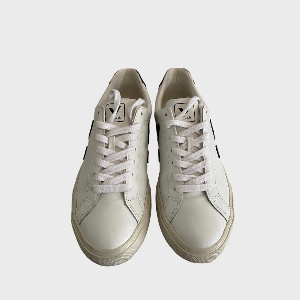 Veja Esplar Logo Sneakers, White & Black,Size 7